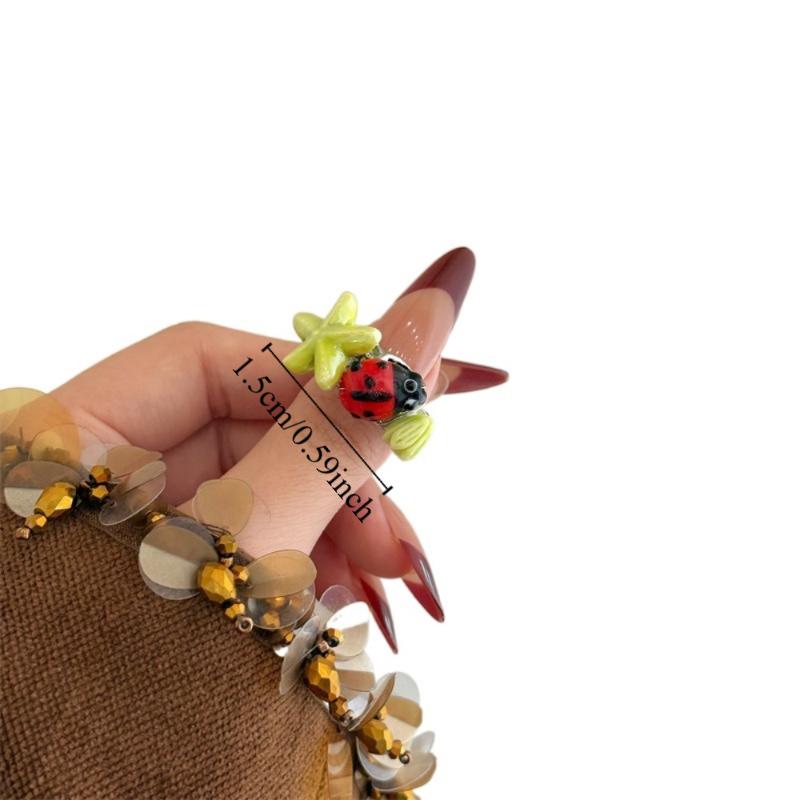 Кольцо со сверкающим насекомым в виде капель масла, геометрическое коктейльное кольцо, винтажное кольцо с росписью, подарок