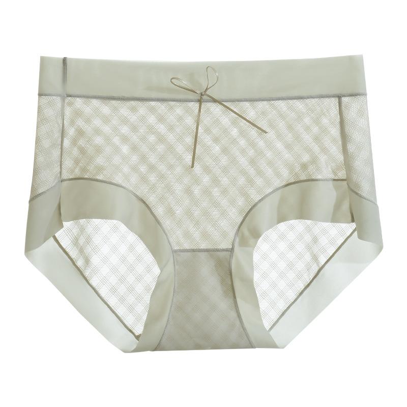 Women's Panties Seamless Anti-bacterial Crotch Mid Waist Plus Size Sheer Mesh Women's Underwear Girly Briefs Thin