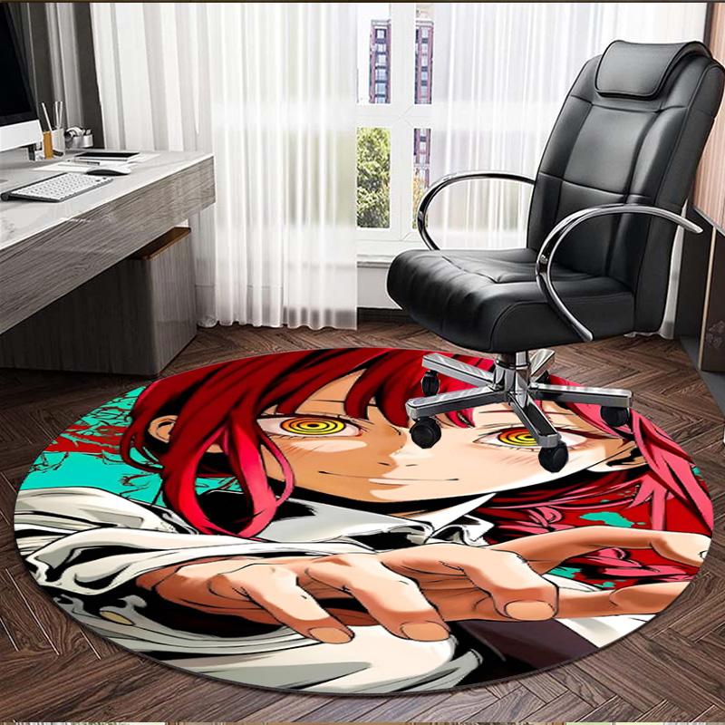 Makima Chainsaw Man Print Round Rug, Washable Floor Carpet, For Entryway Dorm Laundry Room Office Study, Home Decor Birthday Christmas Gift