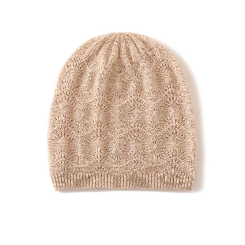 Cashmere autumn and winter new women's solid color wave thickened ear protection warm fashion casual knitted hat