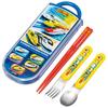Lunch Box Trio Set Chopsticks Spoon Fork Plarail 24 For Children Antibacterial Treatment Easy To Open Sliding Type Made In Japan TACC2AG-A