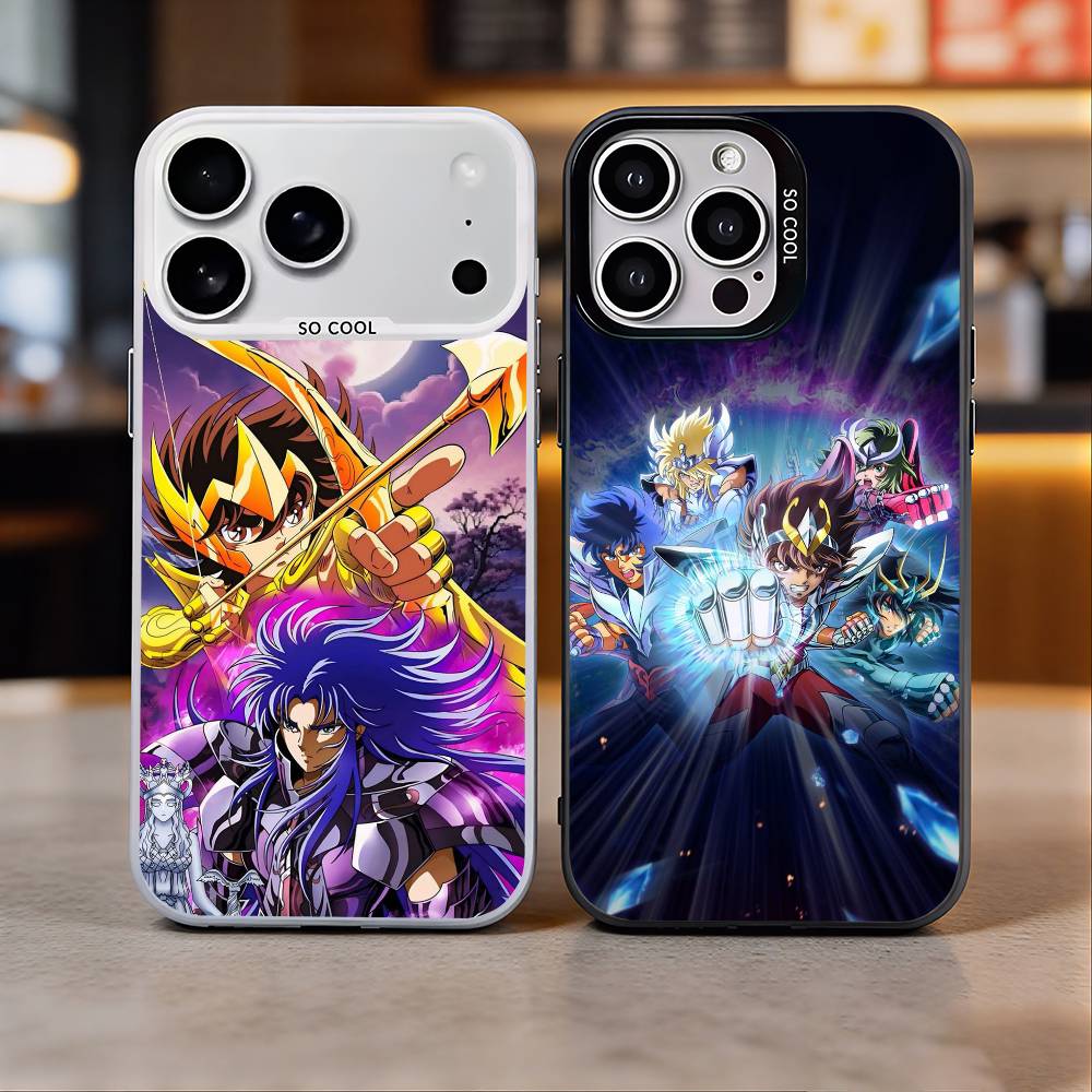 S-Saint S-Seiya Anime Colorful Silver Back Phone Case For IPhone 17 16 15 14 13 12 11 Plus Pro Max Plus