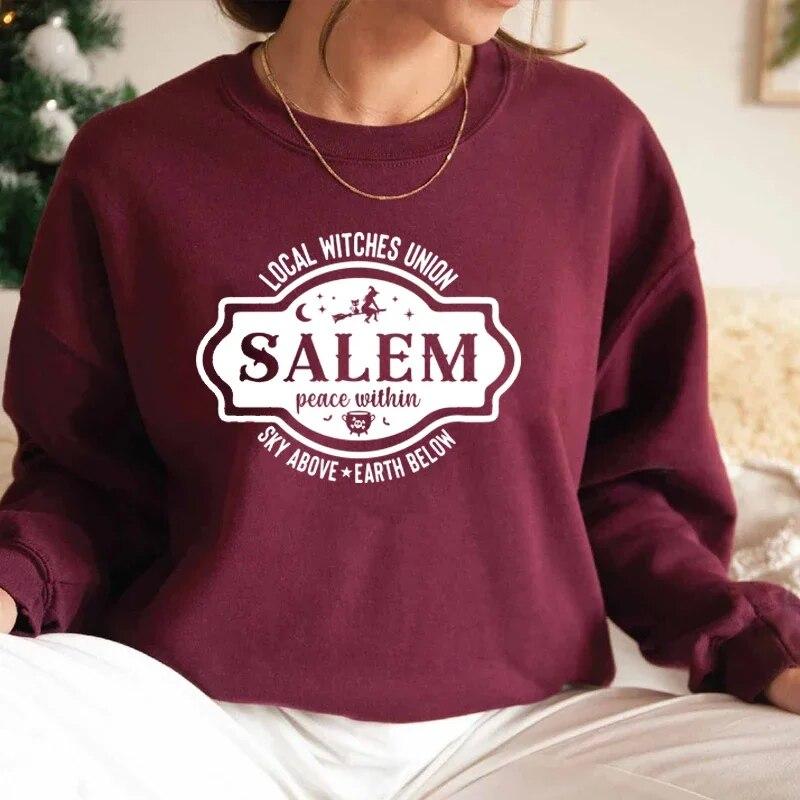 Толстовка Local Witches Union Salem, толстовка с капюшоном для Хэллоуина, пуловер с длинными рукавами, осенние толстовки большого размера, пальто унисекс