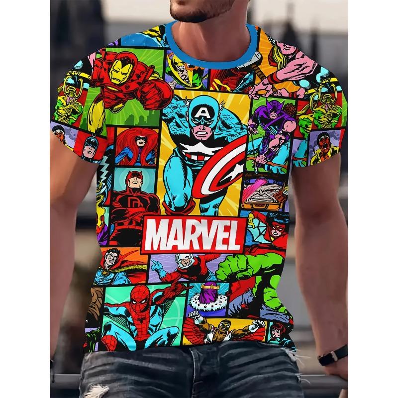 Футболка с героями Marvel Графическая футболка Смешной слоган Буквы 3D-печать Повседневная одежда Винтажный Дизайнерский Летний Новая футболка ко Дню Независимости