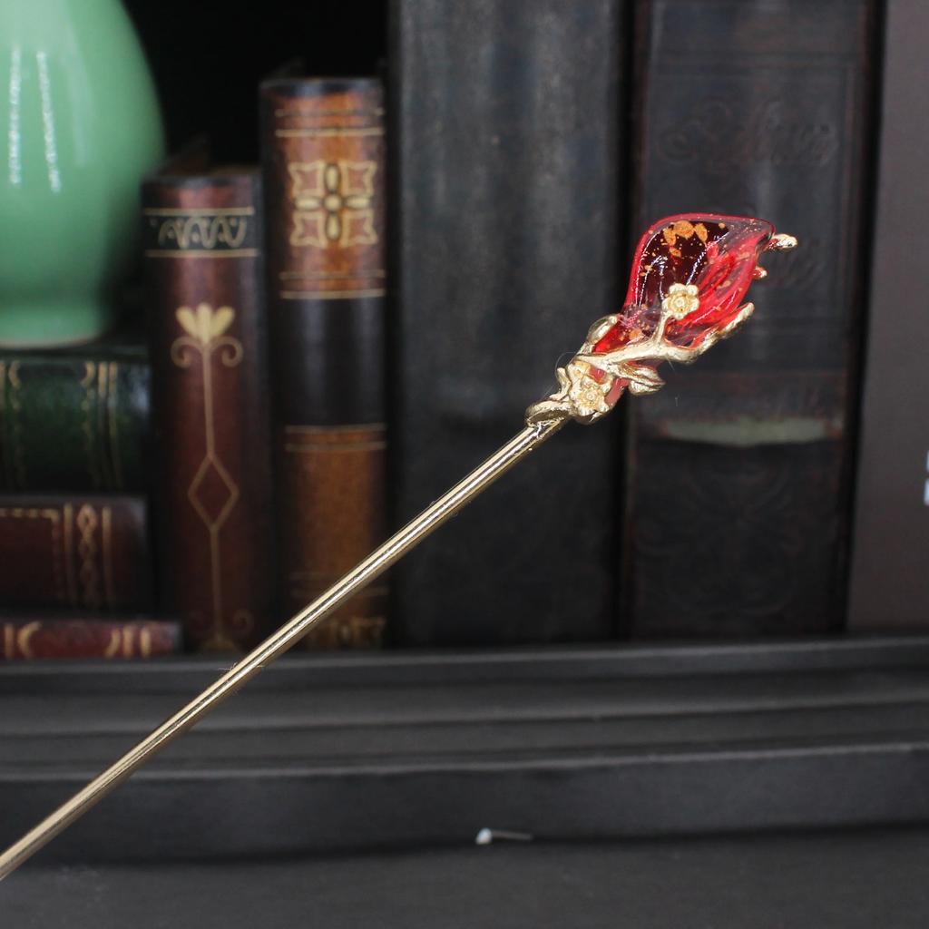 Vintage Metal Flower Hairpin For Women Antique Hair Stick For Girl Hair Clip Costume Chinese Hanfu Hair Accessories Bun Maker