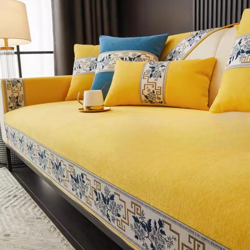 Chinese Style Chenier Sofa Cushion Four Season Universal Anti Slip Sofa Cover Fully Covered Machine Washable Decor Sofa Towel