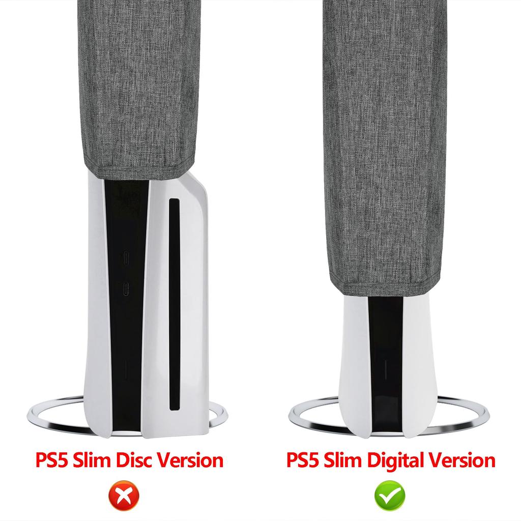 Вертикальный пылезащитный чехол для PlayVital ps5 slim digital Нейлоновый вертикальный пылезащитный чехол для ps5 slim digital version консольная версия, [серый]