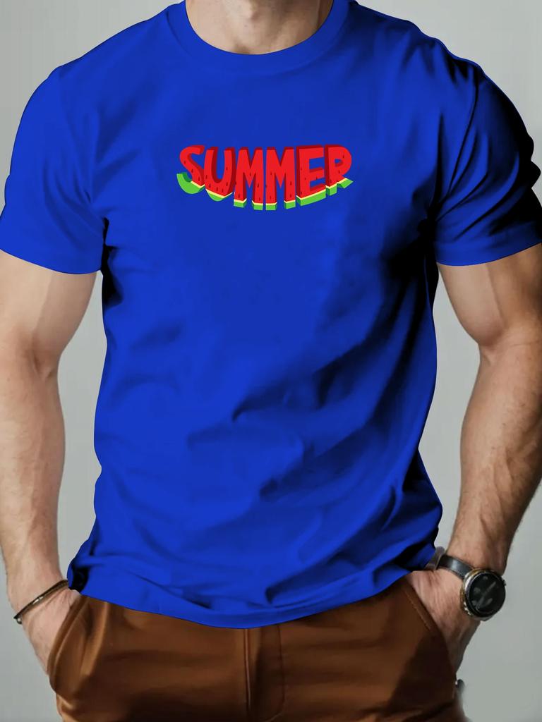 Mens cotton Tshirt watermelon character SUMMER summer round neck short sleeve graphic breathable fashion casual Tshirt