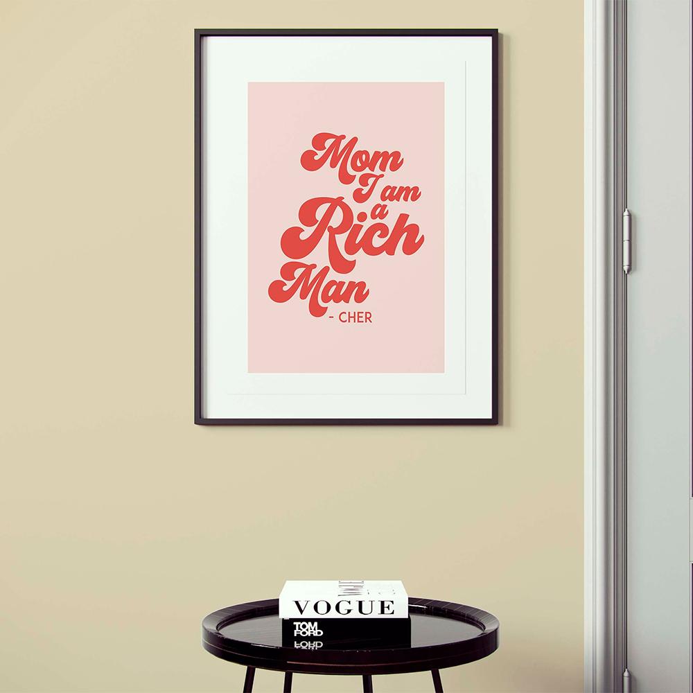 Феминистская печать на холсте «Мама, я богатый человек», цитата, настенные декоративные плакаты, домашний декор для гостиной, забавный постер с книгой «Кофейная девушка»