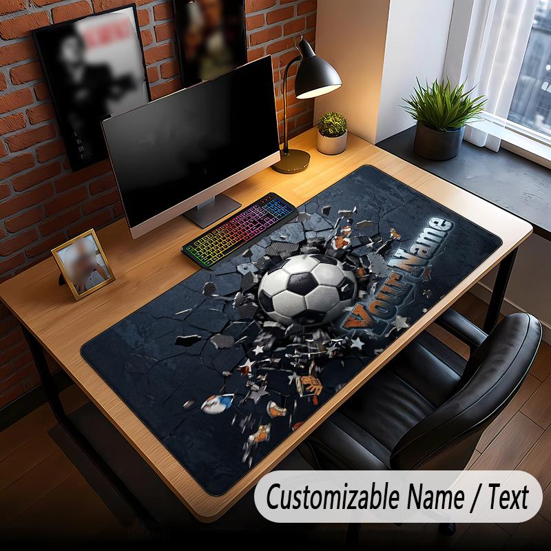 Soccer Theme Custom Mouse Pad Personalized With Name Text Customized Desk Mat For Office Home Decor