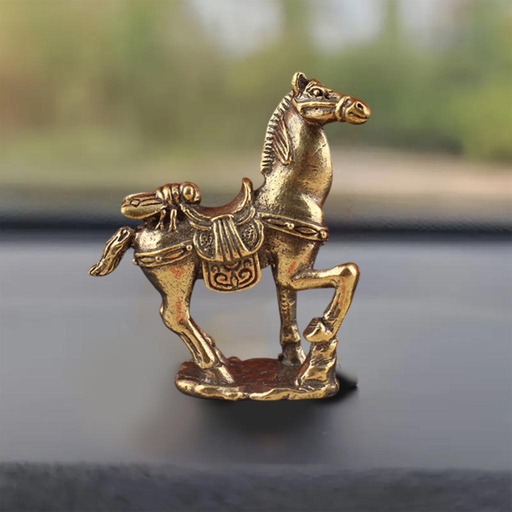Brass Horse Figurines Chinese Year Zodiac Horse Ornament Feng Shui Lucky Statue Home Office Desktop Decoration Crafts