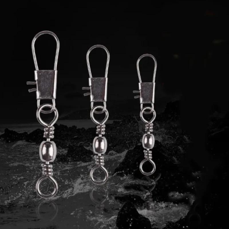 Рыболовные снасти Аксессуары 4см Упаковка 100шт Вертлюги Рыболовный соединитель Штифт Подшипник Катящийся вертлюг Застежки-клипсы Быстрозамок Рыболовный крючок