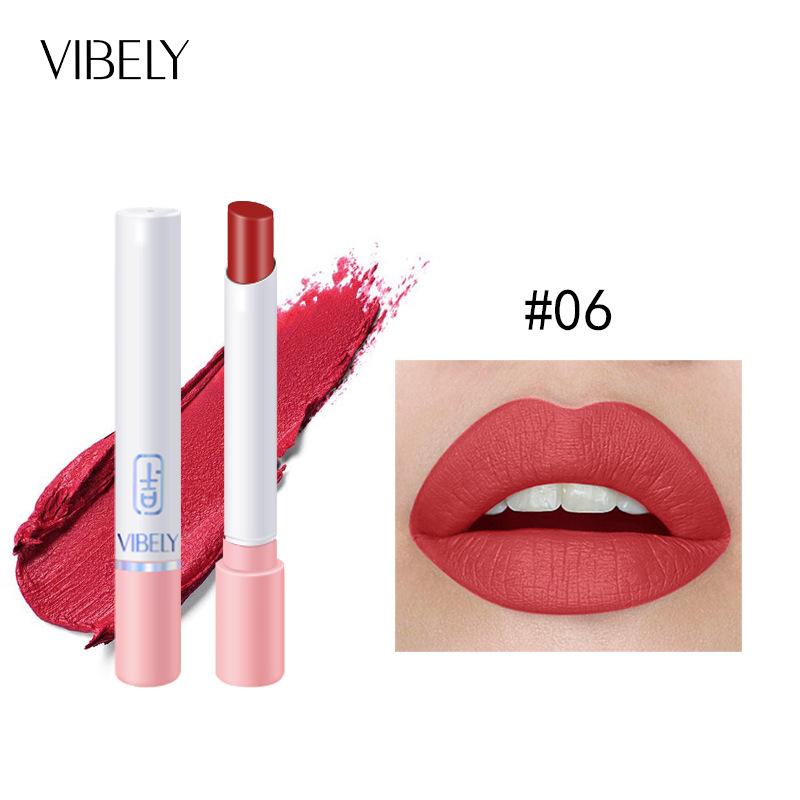 VIBELY Matte Non-Stick Lipstick Single Small Fine Lipstick Pink