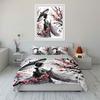 Elegant Sakura and Woman Bedding Set for Kids Luxury Gift 3pcs Digital Print Comforter Set Soft Comfortable Breathable