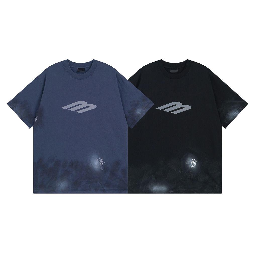 2024 Paris B Винтажная футболка унисекс с коротким рукавом: Расписанный вручную, потертый и выстиранный вид