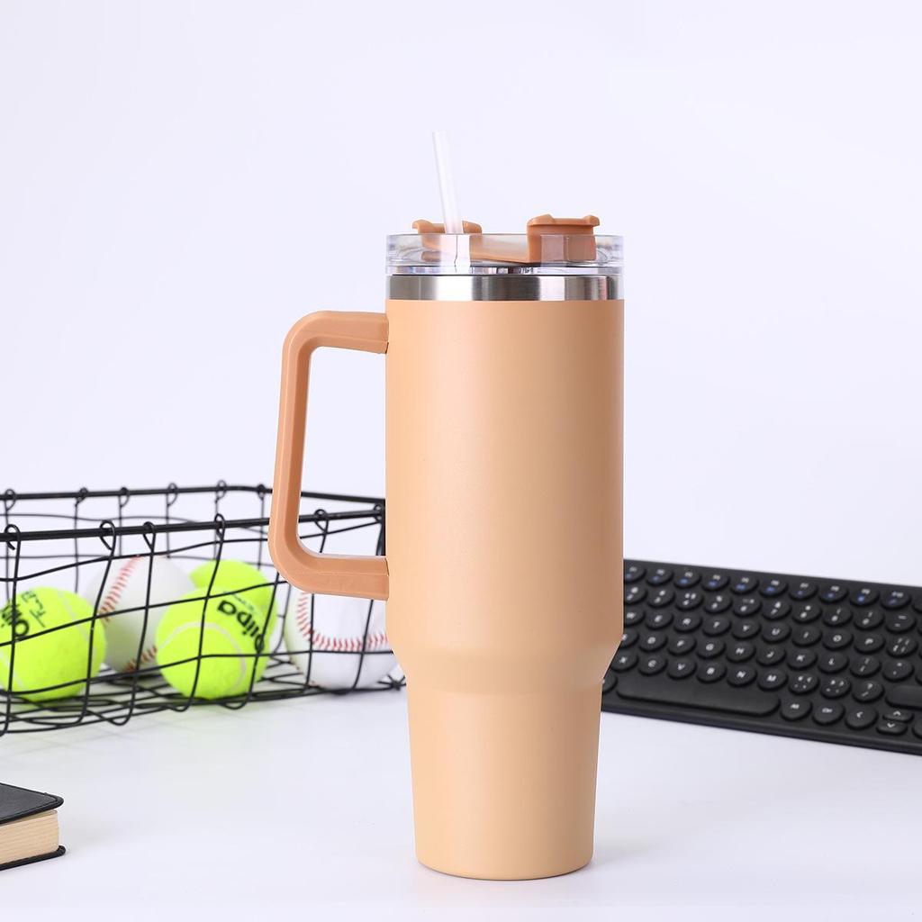 Автомобильная кружка из нержавеющей стали объемом 40 унций с ручкой и трубочкой, изолированная для холодных напитков