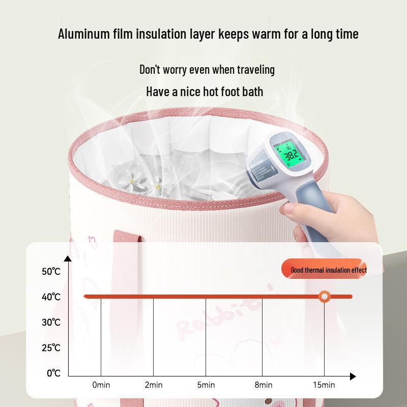 Мультяшное изолированное складное ведро для ножной ванны с крышкой - Портативное, утолщенное для глубокого замачивания