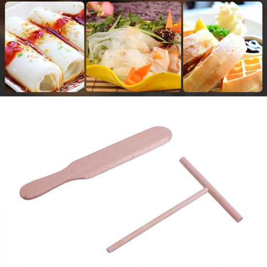 1 Set Pancake Spatula Non-stick Wooden Crepe Spreader Durable Convenient Pancake Tool for Home Kitchen