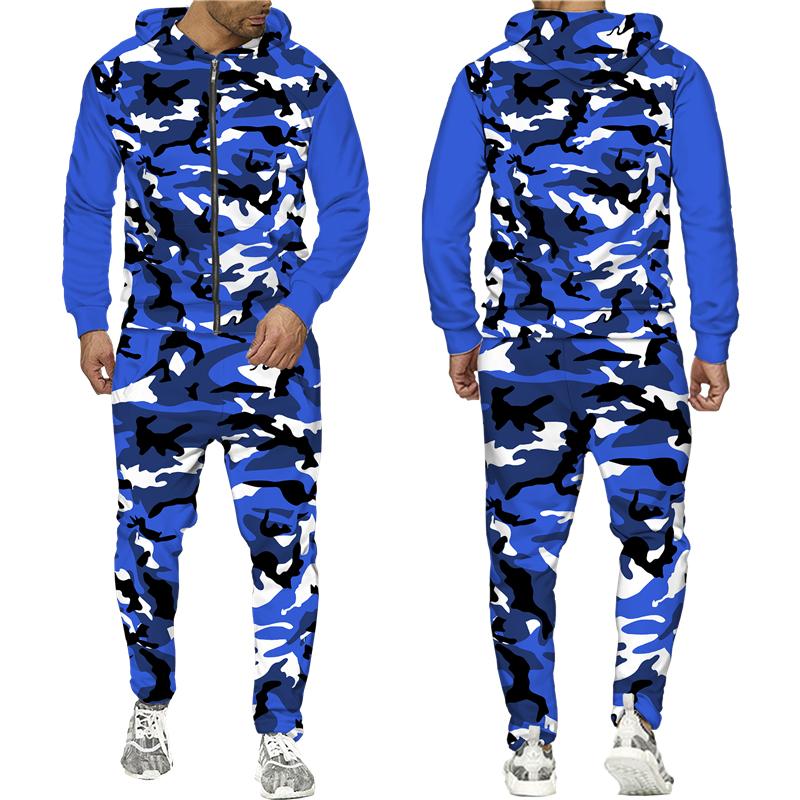 Весенне-осенний камуфляжный принт, мужские толстовки на молнии, брюки, костюм, уличная куртка с капюшоном в стиле милитари, спортивная одежда, спортивный костюм, комплект из двух предметов