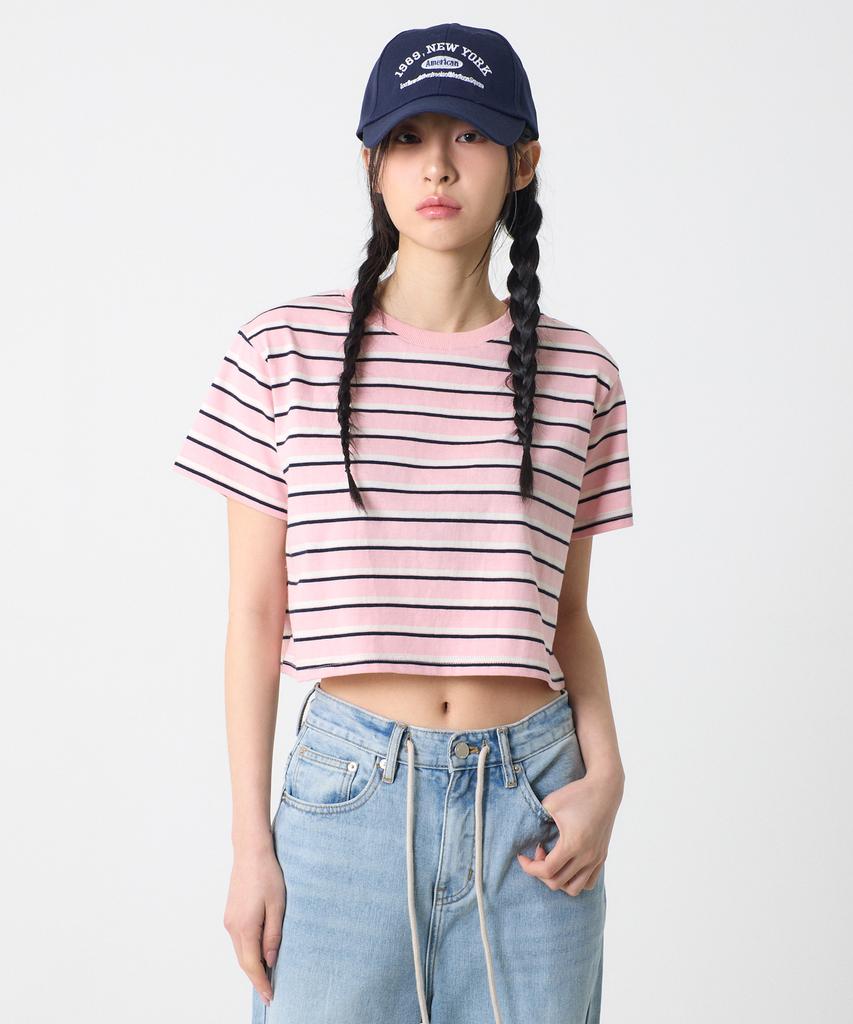 UNKNOWN PLANET Pink Striped Crop Top