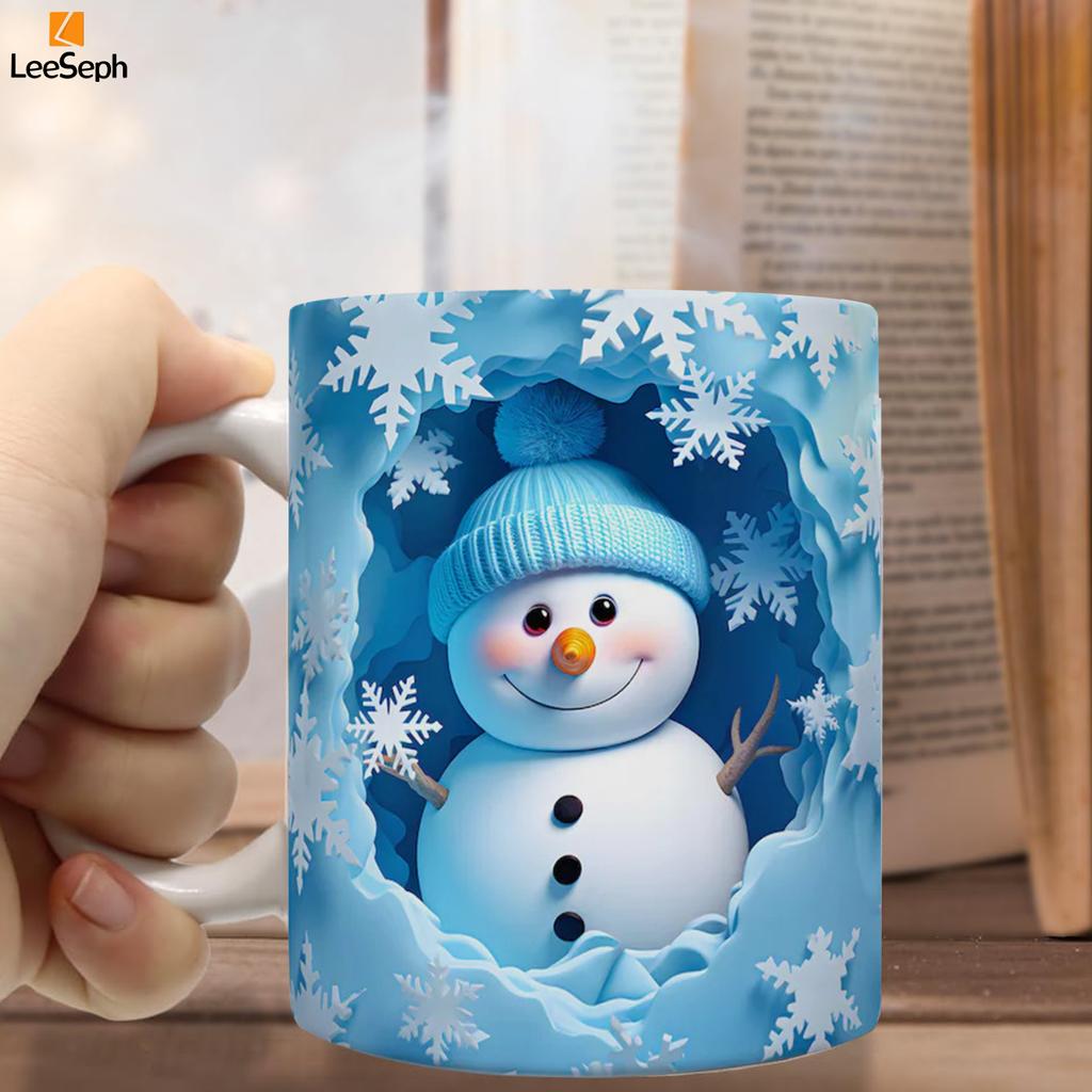 Кружка для кофе Leeseph Christmas 3D Snowman, керамическая забавная кружка для кофе, отличный сюрприз на день рождения или Рождество для друга или коллеги