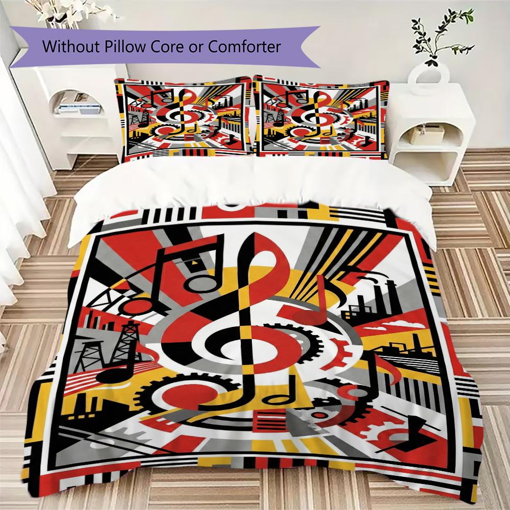 Guitar Music Pattern Bedding uilt Set uilt Cover Pillowcase Home Decoration Birthday Gift (1 * duvet cover + 2 * pillowcase without core)10