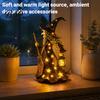 Halloween Party Props Witch Lamp, Light Up Figurine with Broom And Lantern, Collectible Statue Spooky Gothic Resin Night for Tabletop Indoor