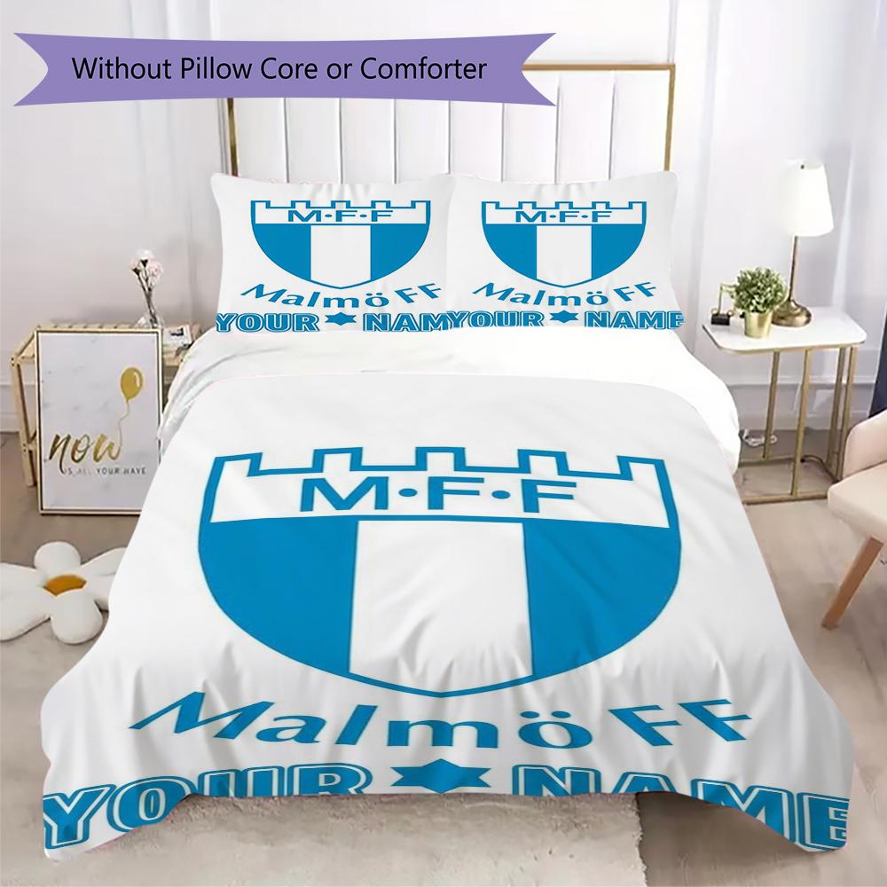 Custom Name Malmo FF Pattern Bedding uilt Set uilt Cover Pillowcase Home Decoration Birthday Gift (1*duvet cover+2*pillowcase without core)