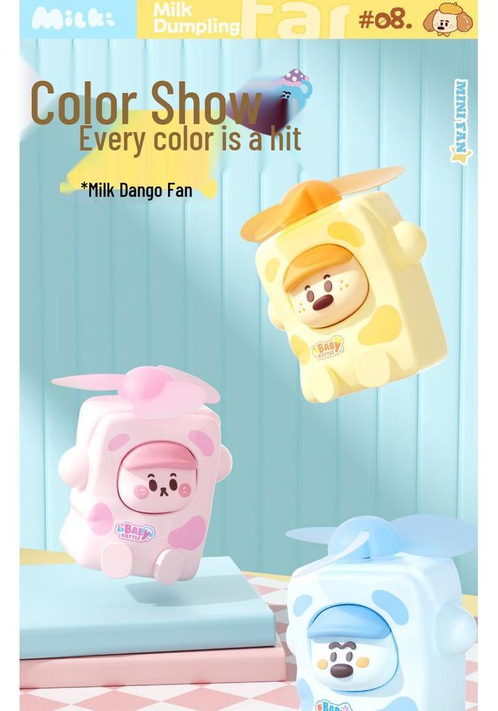 Portable Cute Milk Ball Mini Fan: USB Rechargeable, Three Speeds, Perfect for Students & Desktops