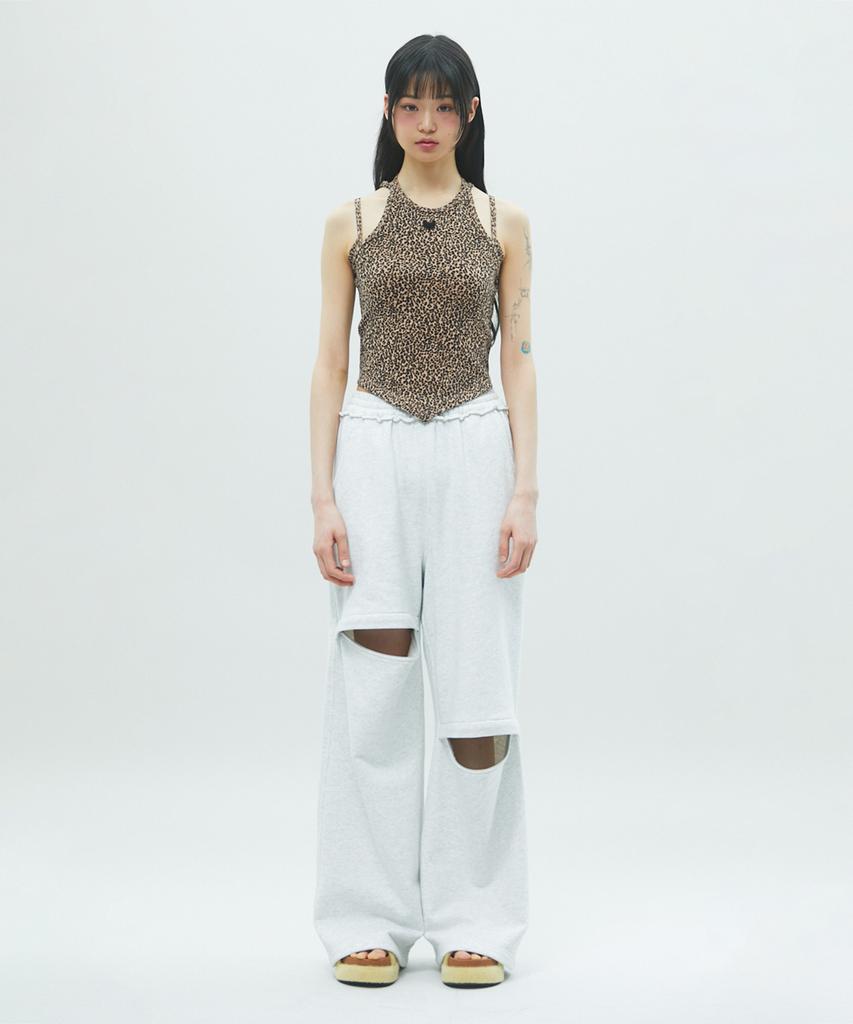 LALAFOX Leopard Print Cut Out Sleeveless Top Brown Br2Cv001