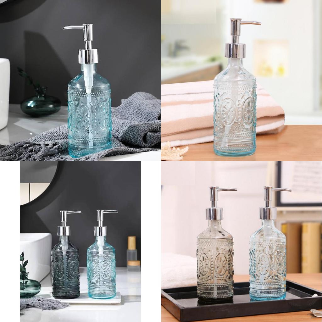 Элегантный прозрачный стеклянный дозатор для мыла 420 мл, квадратная ребристая бутылка для жидкого мыла