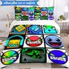 3PCS Colorful Geometry Dash Characters Bedding Set 2D Printing (Includes 1 Duvet Cover + 2 Pillowcases Coreless), Bedroom decor,Fan gift