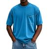 Men's Summer Solid Color Round Neck Loose Pocket Short Sleeve Top