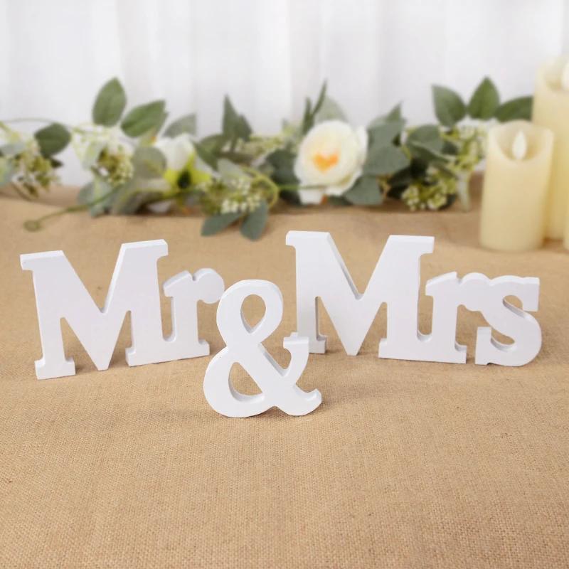 3 шт./ комплект, деревянные белые буквы Mr & Mrs, декор стола, романтическая пара, свадебная вечеринка, украшение ко Дню святого Валентина