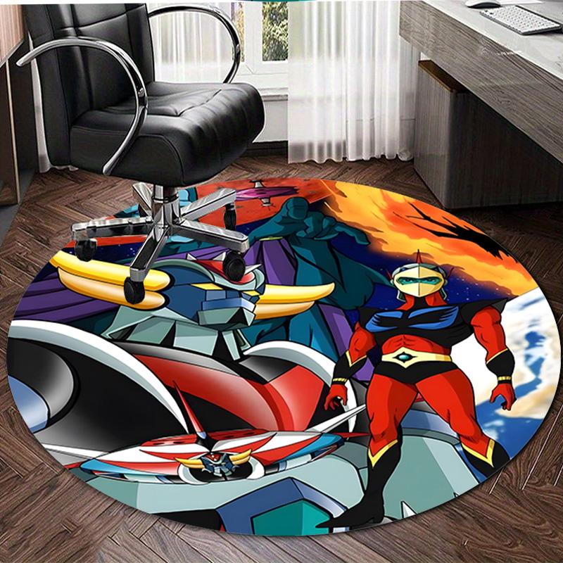 1pc UFO Robot Grendizer2 Print Round Carpet Chair Round Carpet Suitable for Bedroom Living Room Home Decorative Carpet