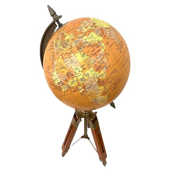 Декоративная карта мира, глобус, орнамент с деревянной подставкой-треногом/образовательный глобус/декор для офисного стола