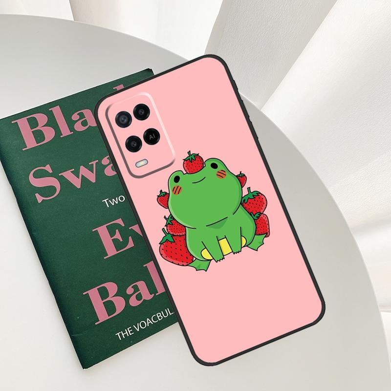 Коттеджкор Фрукты Клубника Лягушка Чехол Для Oppo A15 A16 A17 A52 A72 A76 A96 A54 A74 A94 A54S A57S A58 A78 A98 A57 A77 Чехол