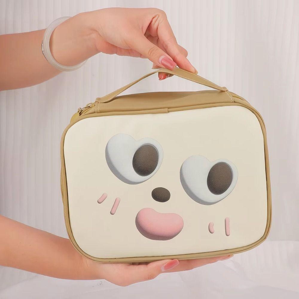 Single/Double Layer Cartoon Pattern Makeup Bag Large Capacity Women's Cosmetics Handbag  Home