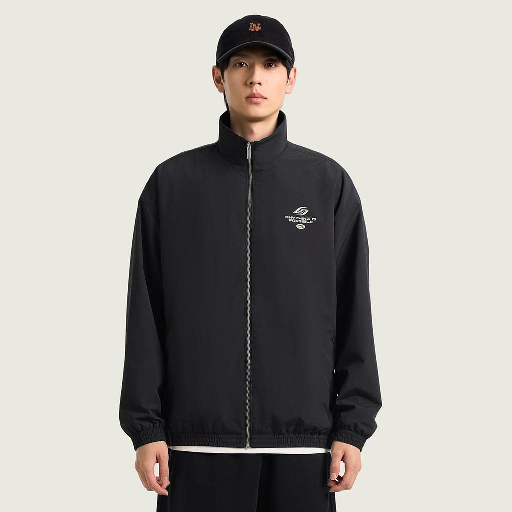 Спортивная серия Lifestyle от Li Ning Американский ретро Повседневная мода Универсальная Однотонная Свободная С воротником-стойкой Парная куртка Унисекс куртка AJDW095-1