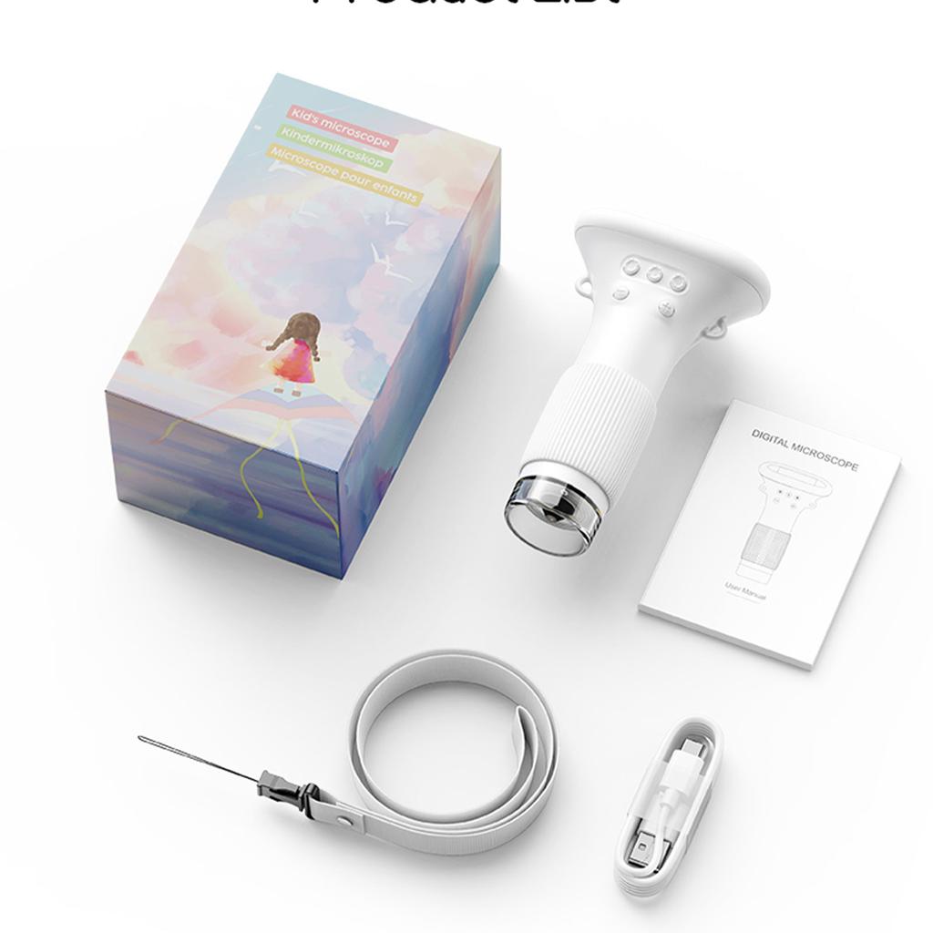 Kids Portable Digital Microscope 1000X Handheld with 2 Inch Screen Built In Adjustable LED Light