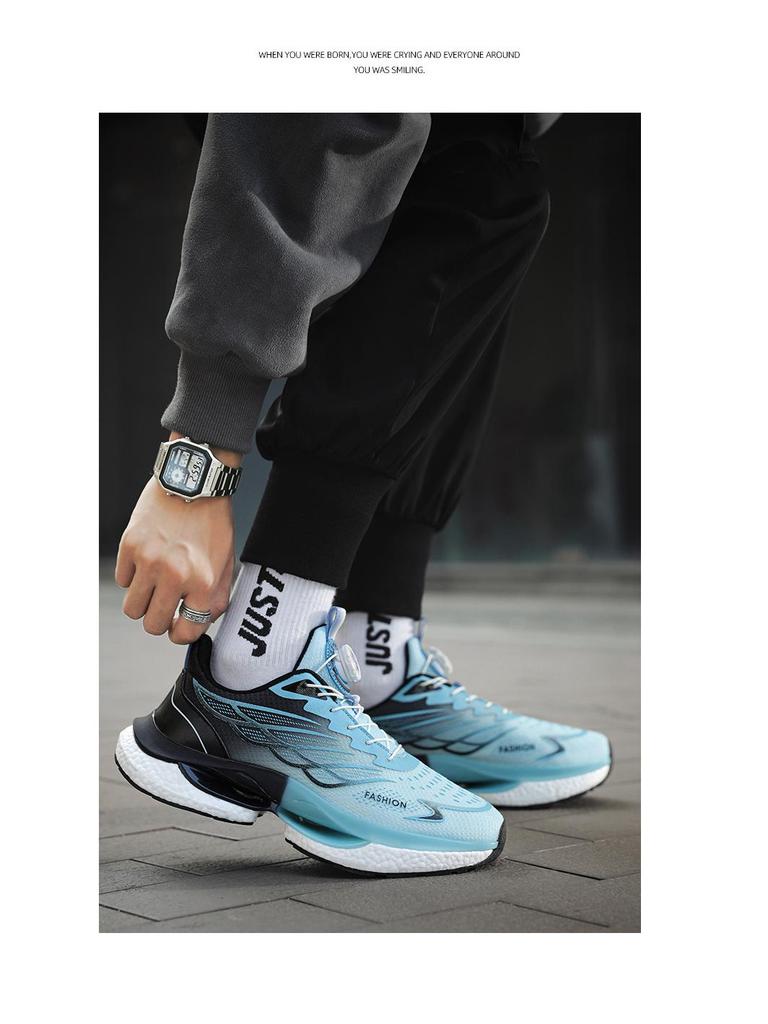 2024 Men's Summer Rotating Button Running Sneakers with Breathable Thick-Soled Popcorn Cushioning