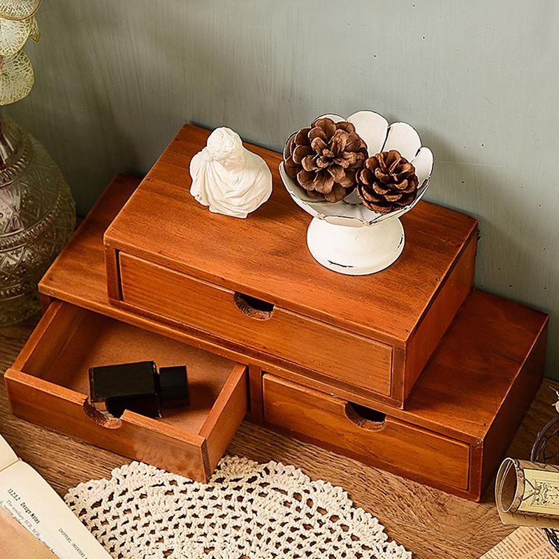 1 Set Wooden Jewelry Storage Cabinet Desktop Sundries Finishing Storage Box Dresser