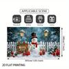 One 2D flat winter snowman scene garage door polyester background, suitable for outdoor Christmas decoration