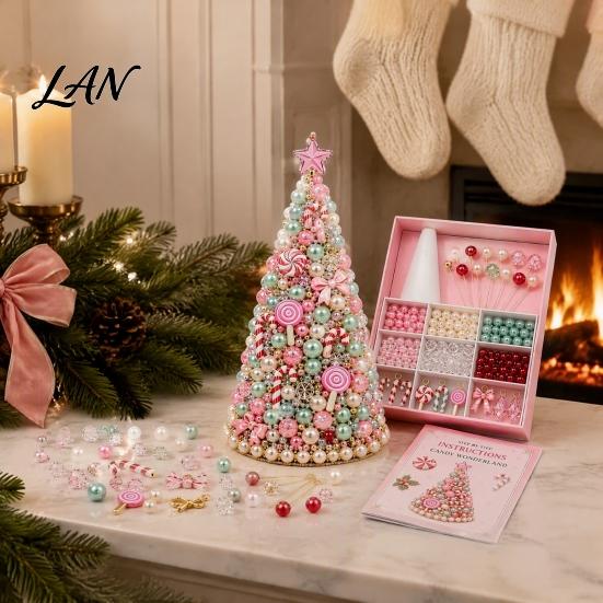 Handmade Gift for Craft Lovers DIY Beaded Tree Kit Adults, Christmas Bead Kit, Holiday Activity Relaxation 3D Ornament Tabletop Mantel Decoration