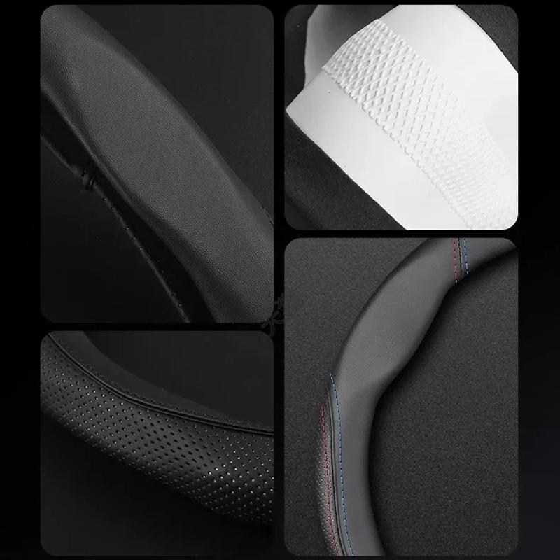 Suede Leather All Seasons Car Steering Wheel Cover Sports style Universal Ultra-Thin Non-Slip Round Breathable Car Steering Wheel Protector