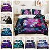 Пододеяльник Черный Фиолетовый Мечта Бабочка Постельное белье Цифровая печать Набор из трех предметов