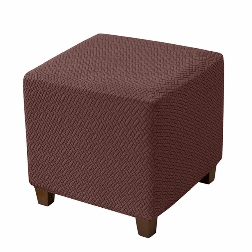 Universal Ottoman Stool Cover T-shaped Pattern Stretchable Sofa Footrest Slipcovers Elastic Band Removable Jacquard Stool Cover