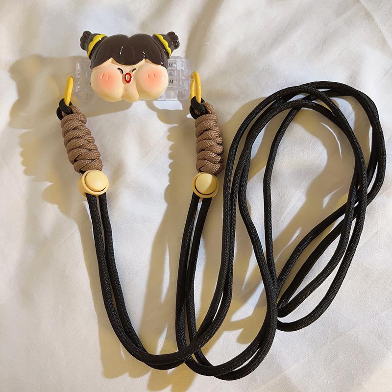 Kawaii Универсальный ремешок с зажимом для телефона, милый мультяшный длинный ремешок через плечо для женщин и девочек, нескользящий ремешок для телефона