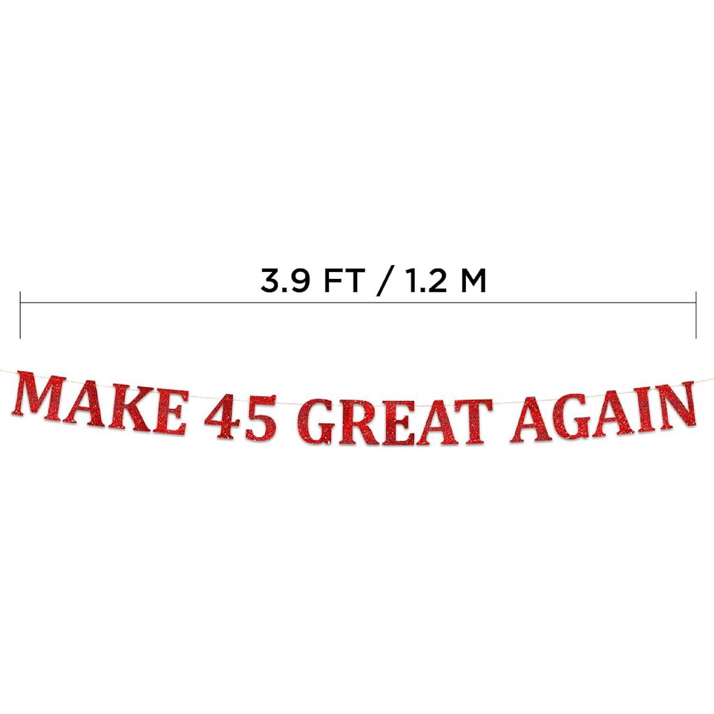 Блестящий баннер MAGA 45-й День Рождения Смешной Баннер для 45-го Дня Рождения Красный Баннер - Украшения для 45-й Свадьбы - Украшения для Юбилейной Вечеринки
