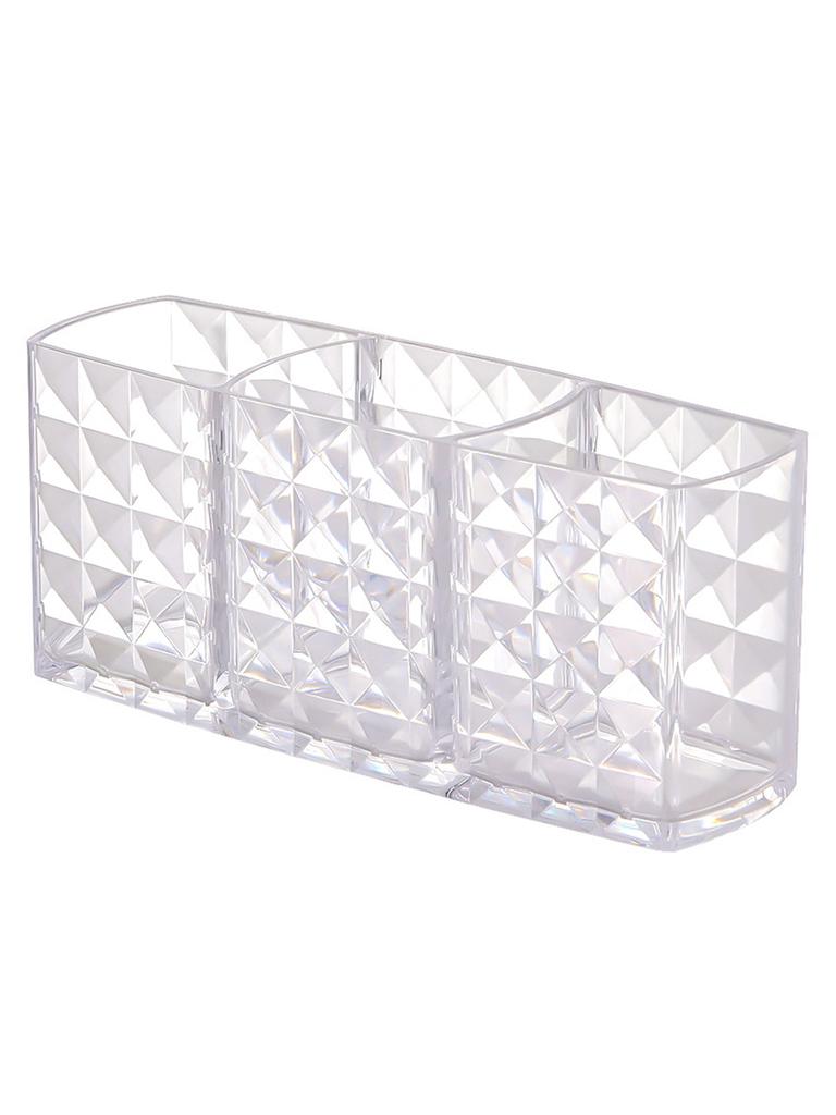 Прозрачный ящик для хранения Подставка для хранения кистей для макияжа и карандашей для бровей Три отделения Большой органайзер для хранения Банка для ванной комнаты